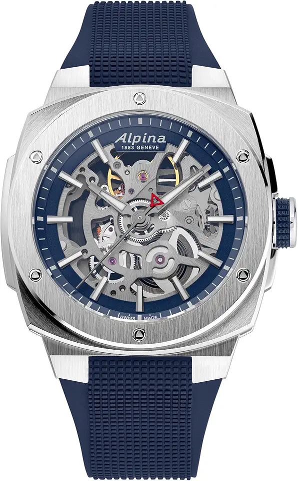 Alpina 男士's 自動機械 Alpiner 手錶, Blue Rubber Strap, Blue Dial Style: AL-520NSKT3AE6