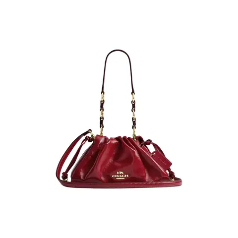 COACH Faye Wrinkle 皮革 Cloud Bag, Shoulder Bag Medium 女士's Dark Red CCE39-IMPX1