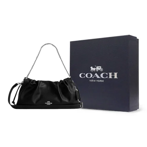 COACH Faye Cow 皮革 Handbag, Shoulder Bag Large 女士's Black CCE68-SVBK
